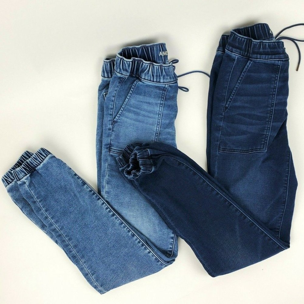 2 American Eagle Denim Jogger Jeans Pants Womens size 00